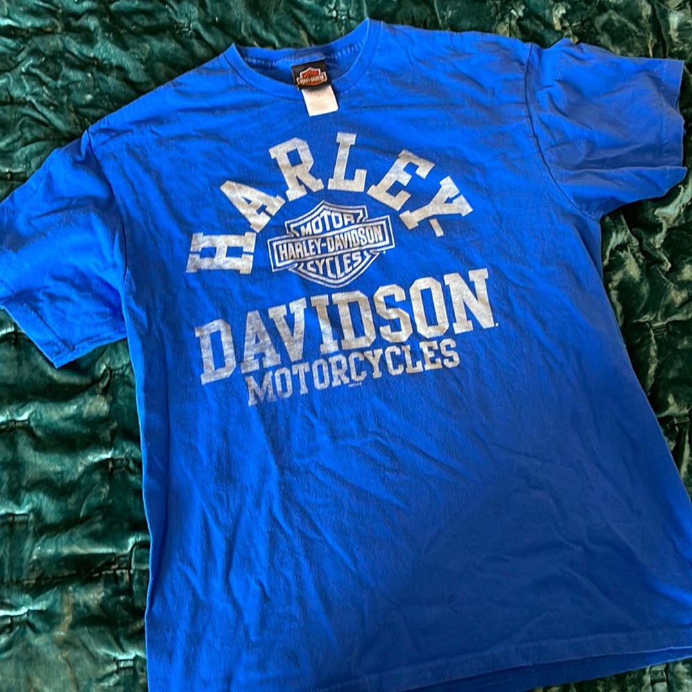 Harley Davidson Blue Tee Seattle Washington Size L